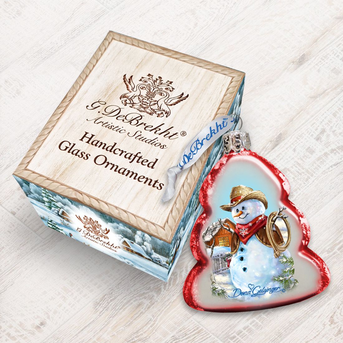 Cowboy Snowman Mercury Glass Ornament by D. Gelsinger - Christmas Santa Snowman Decor - 778101-1541