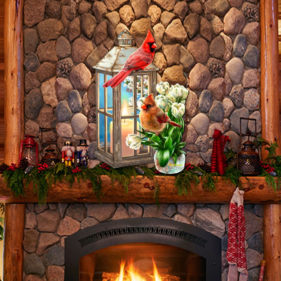 Lantern Cardinals Holiday Door Decor by D. Gelsinger - Christmas Decor - 8461057H-DG