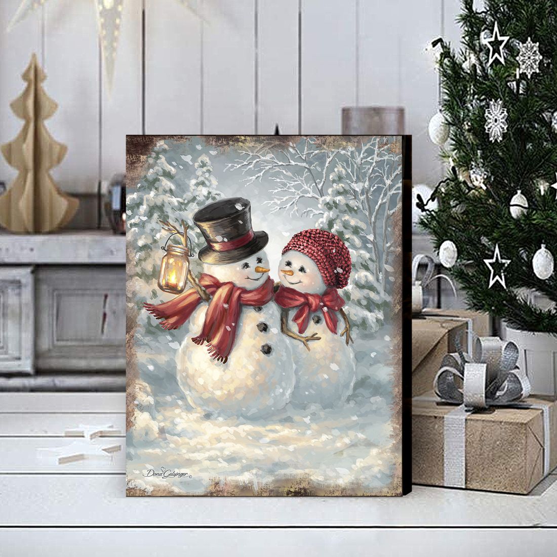 Snow Much in Love Art Wooden Wall Art by D. Gelsinger - Christmas Santa Snowman Decor - 95603B-1708