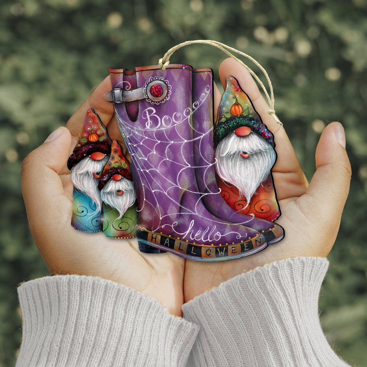 Hello Halloween Boots Wooden Ornaments by Jamie Mills-Price Halloween Decor - 8611062-4-MP