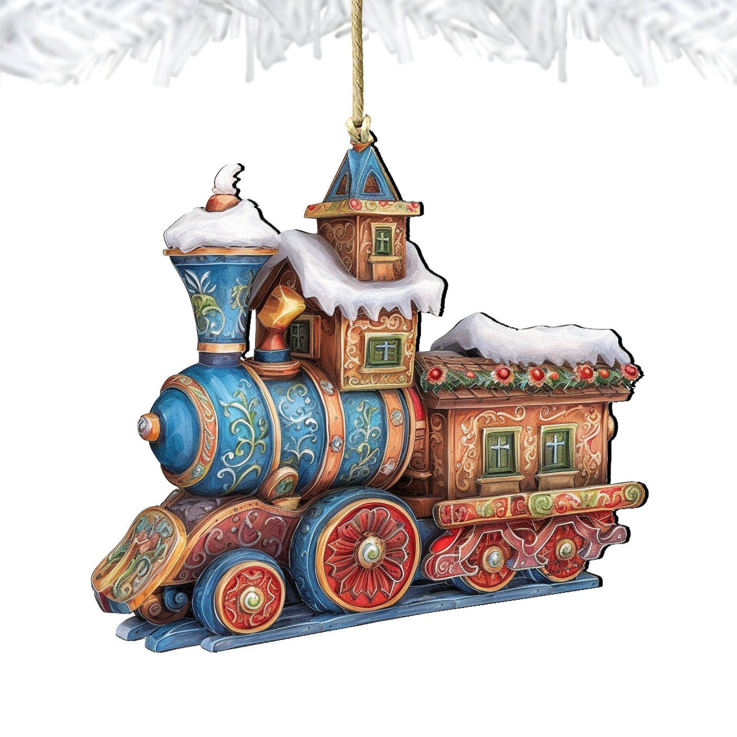 Christmas Train Wooden Ornaments by G. Debrekht - Christmas Decor - 8100198-1