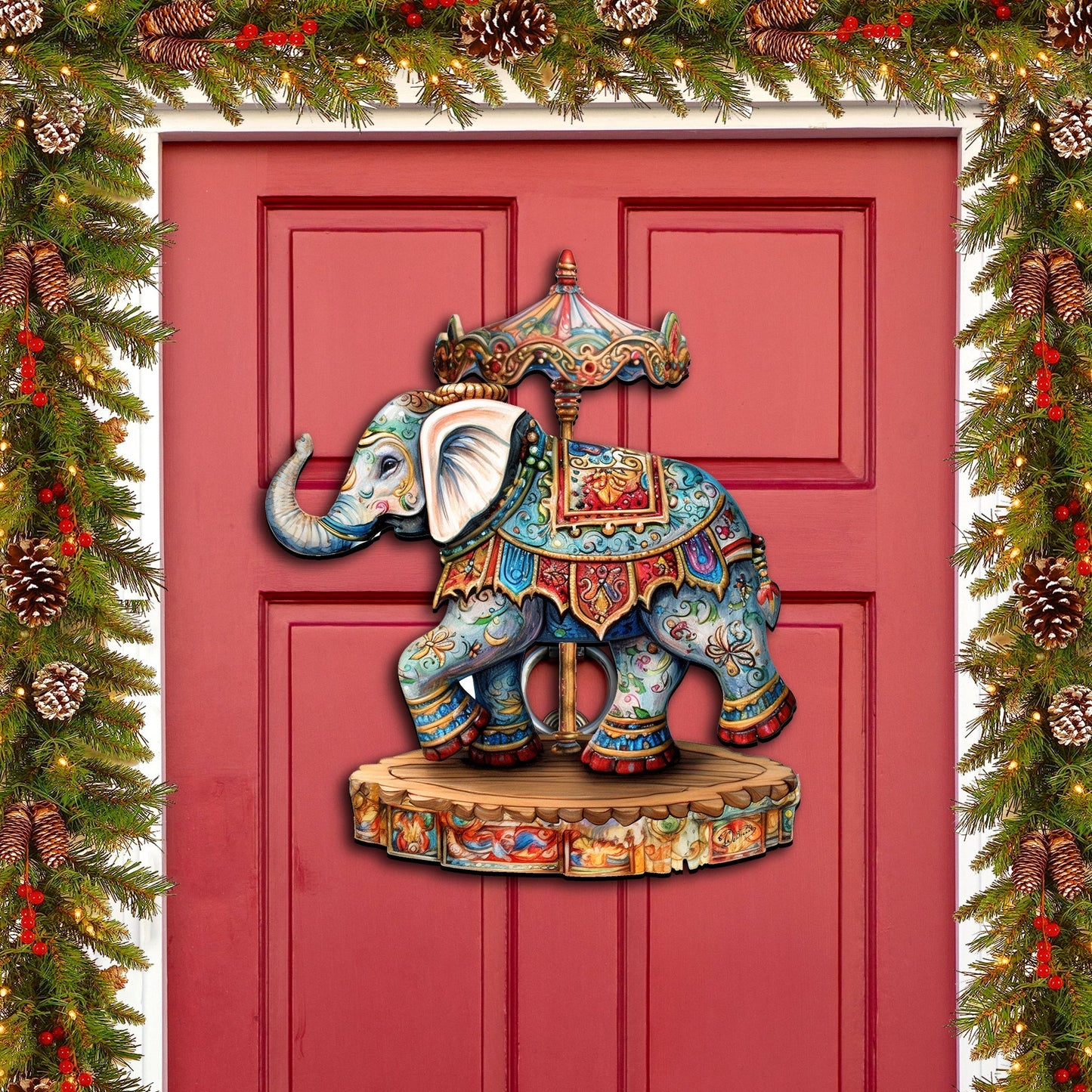 Carousel Elephant Holiday Door Decor  by G. Debrekht - Christmas Decor - 8611029-2H