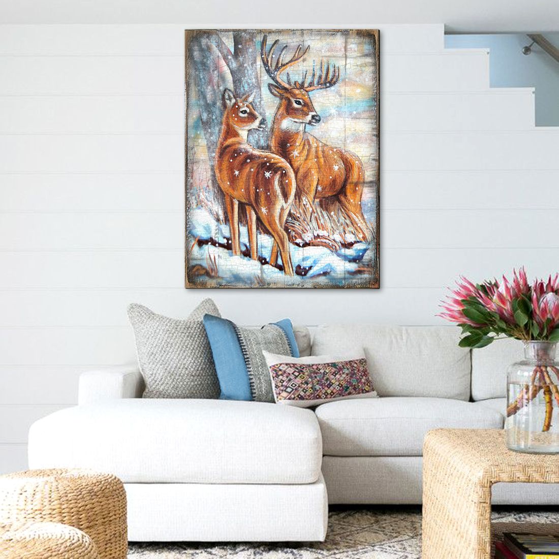 Schmid Deer's Art Wooden Wall Art by Nature Wonders - Nature Wildlife Decor  - 95212B