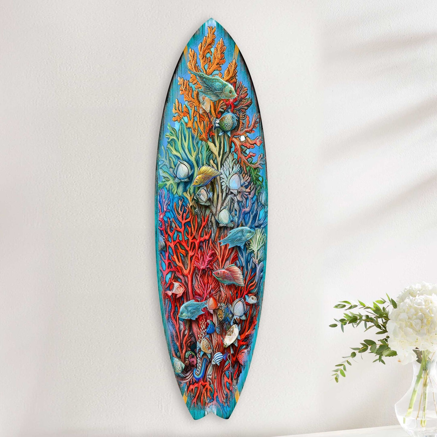 Surfboard Coastal Wall Art - Underwater Life Wall Art by G. DeBrekht - Coastal Holiday Decor - 8490135HS