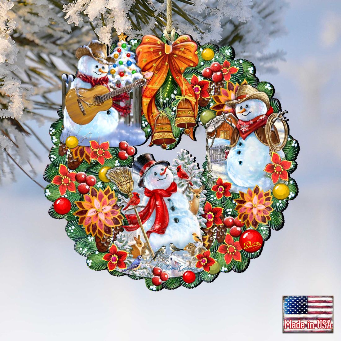 Western Snowy Wreath Wooden Ornaments by Gelsinger - Christmas Decor - 8185307-3-DG