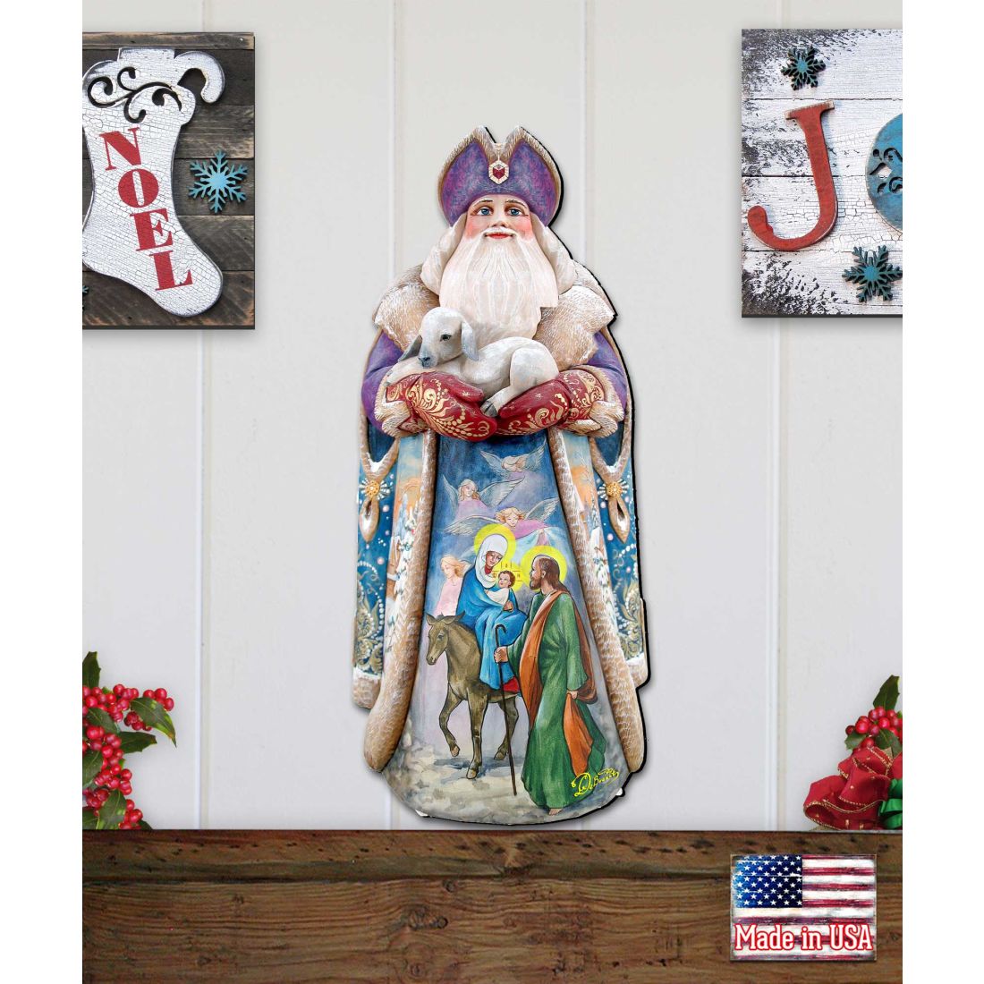 Santa And the Guardian Angels Door Decor by G. DeBrekht - Christmas Decor - 811832H