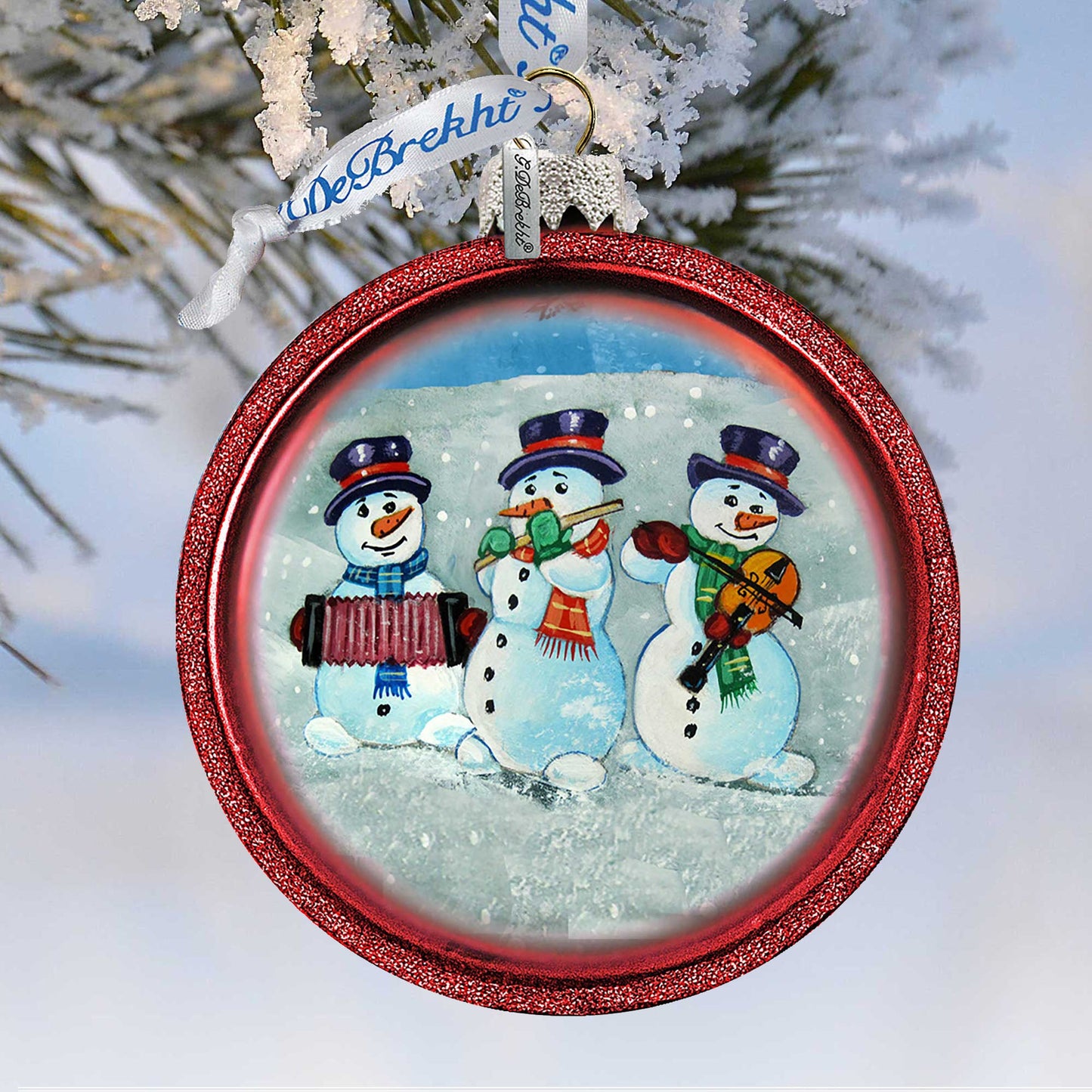 Snowman Glass Ornament by G. DeBrekht - Christmas Santa Snowman Decor - 764-013