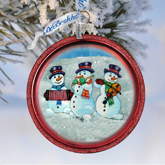 Snowman Glass Ornament by G. DeBrekht - Christmas Santa Snowman Decor - 764-013