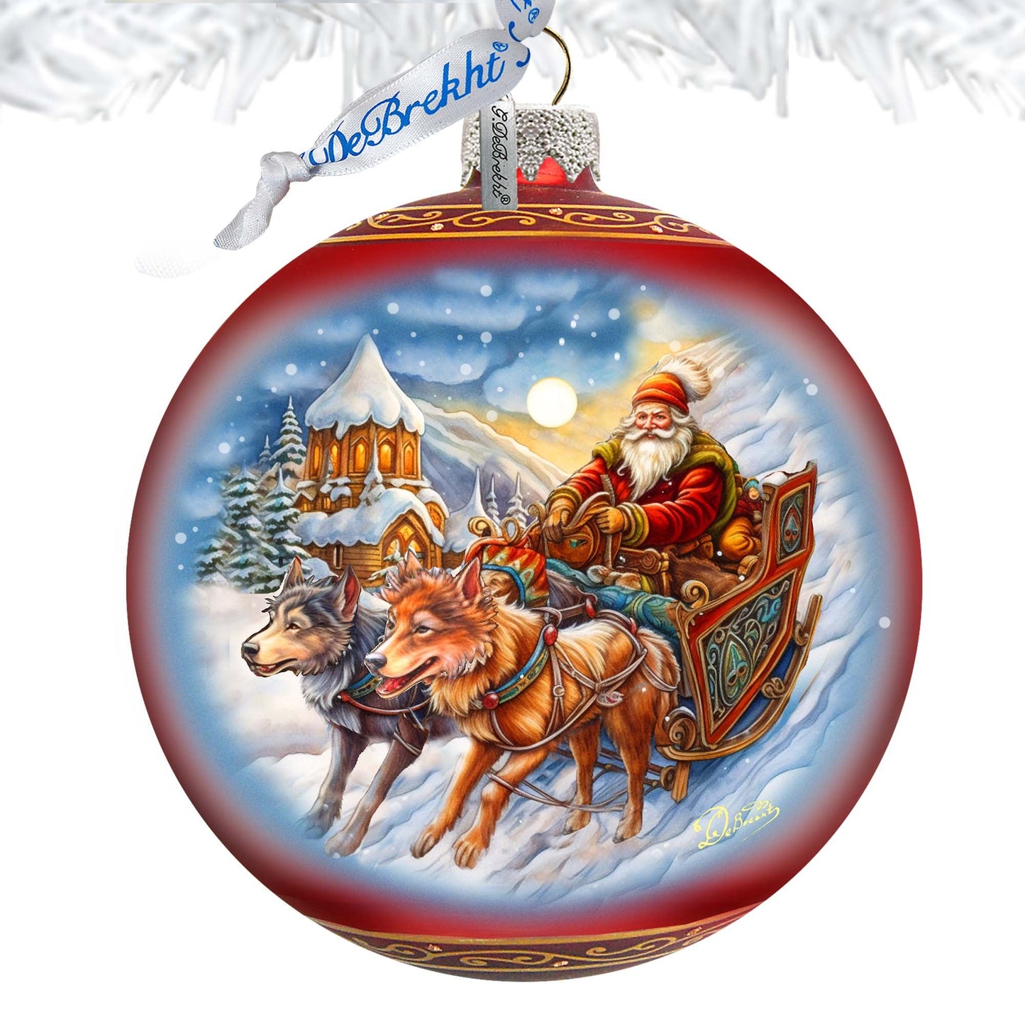 Snowy Trails Lg Glass Ornament by G.Debrekht - Christmas Santa Snowman Décor - 73943