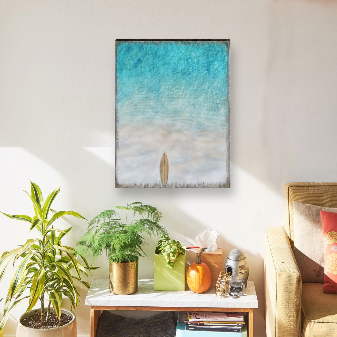 Surfboard Wooden Coastal Wall Art by Nature Wonders - Coastal Sea-Life Decor - 95394B