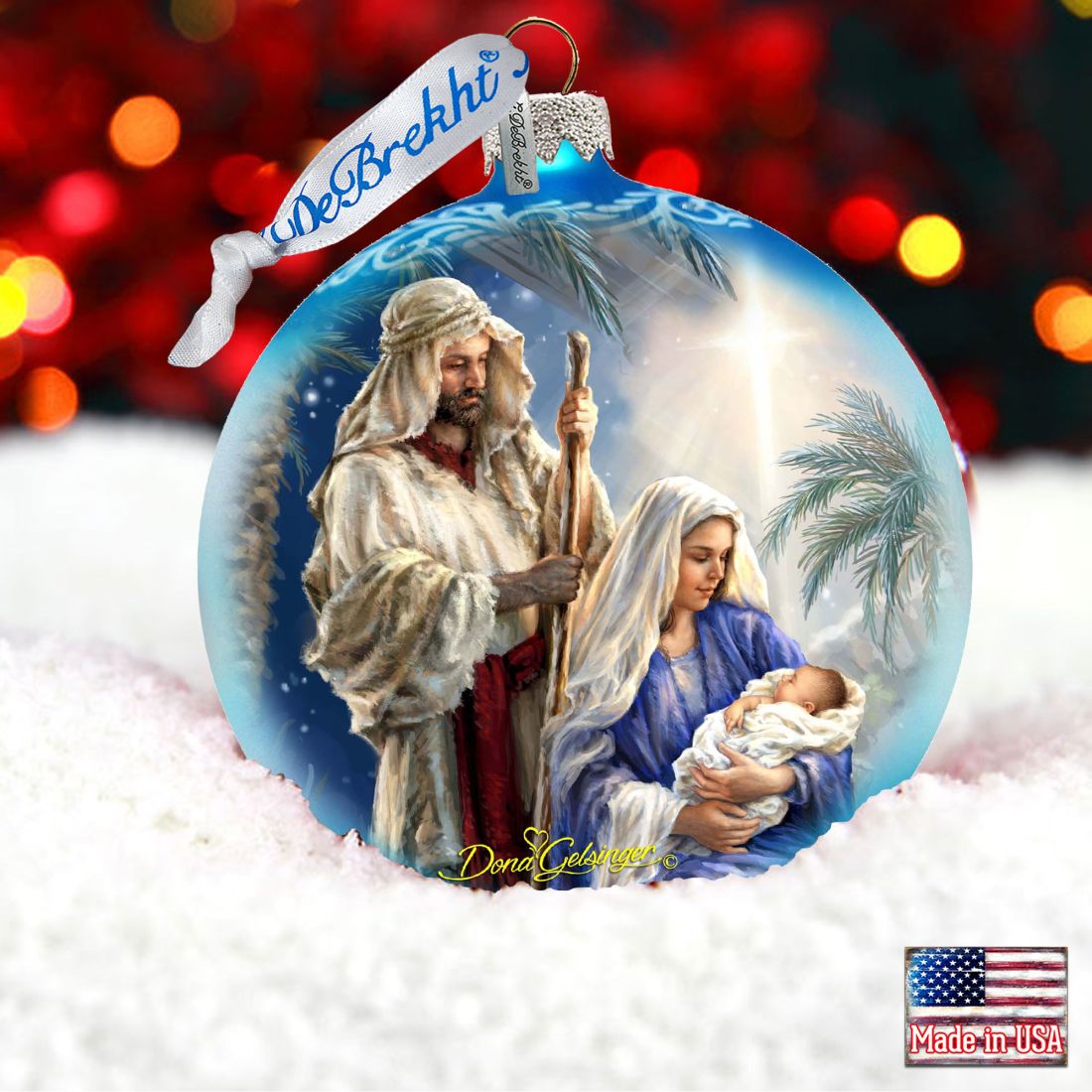 Holy Night Glass Ornament Limited Edition by D. Gelsinger - Nativity Holiday Decor - 73894-1618