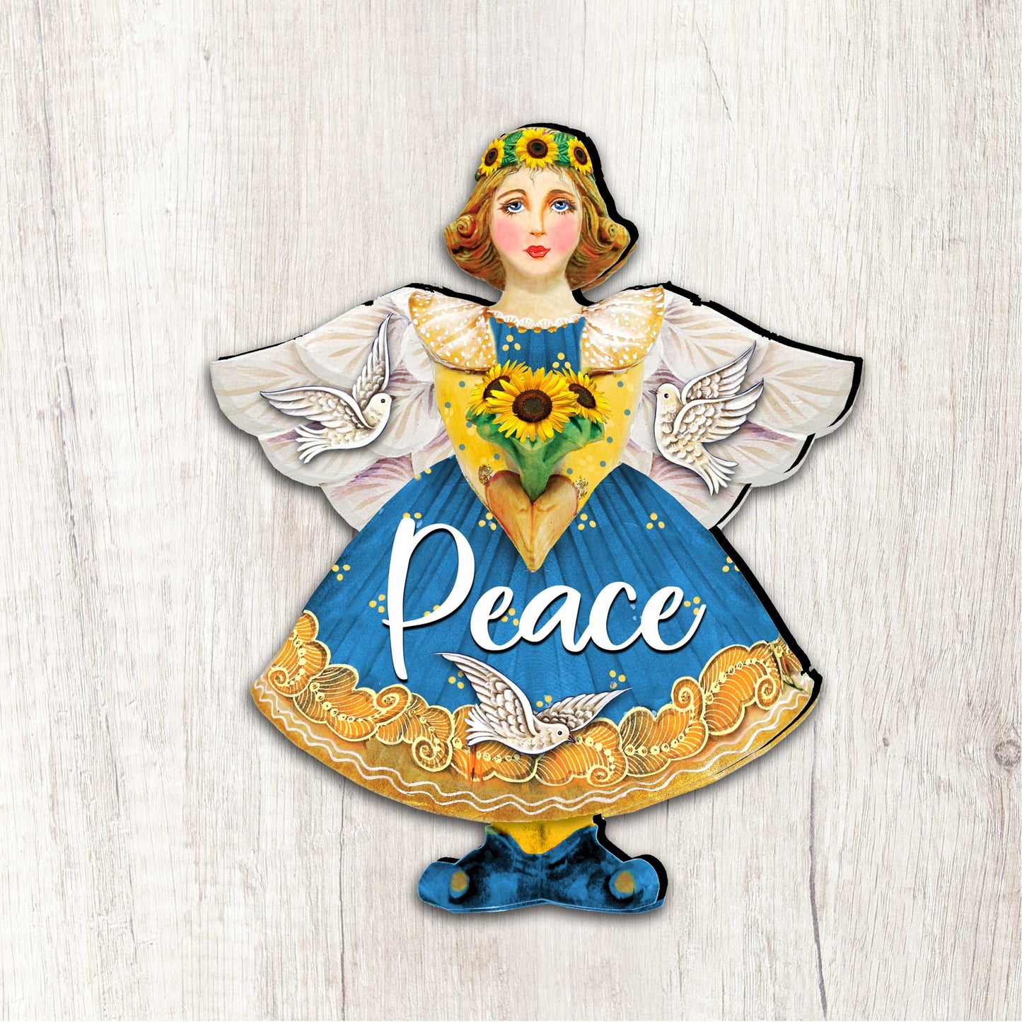 Peace for Ukraine Angel Door Hanger - International Decor - 8157616-3H