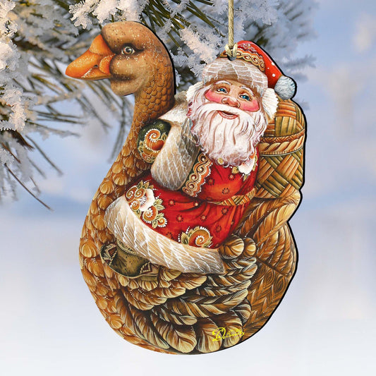 Christmas Goose Santa Wooden Ornaments by G. DeBrekht - Christmas Santa Snowman Decor - 8121633