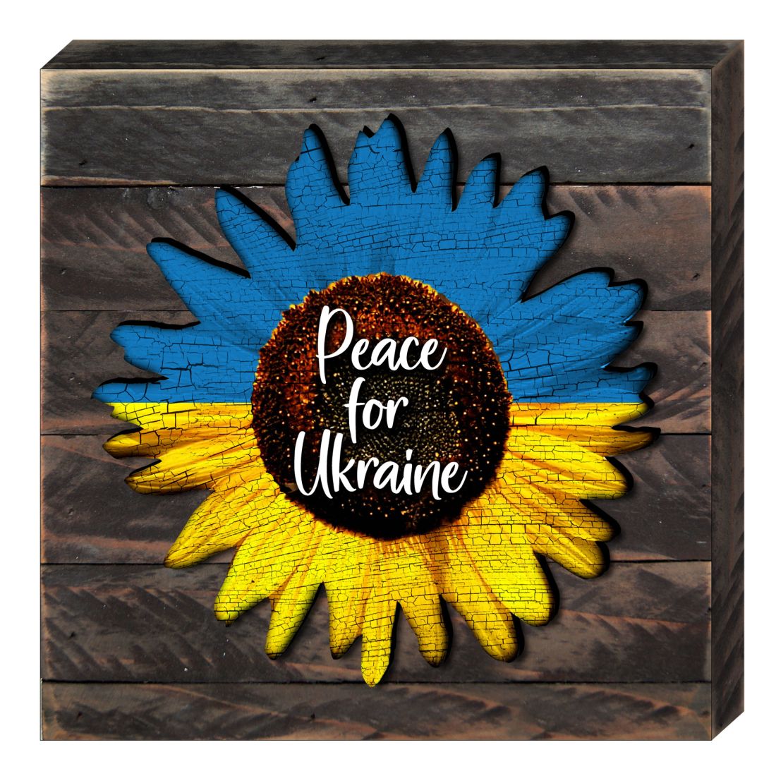 Piece for Ukraine Sunflower Wooden Wall Art - International Decor - 8187125B