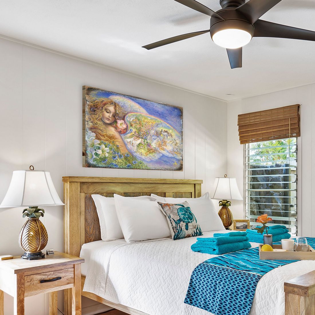 Wings of Love Fantasy Wooden Wall Art by Josephine Wall - Fantasy Decor - 852153-JW