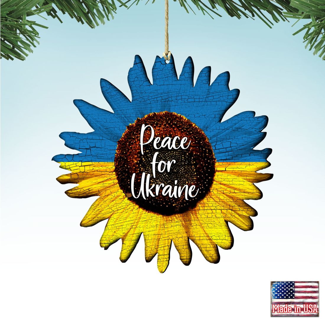 Piece for Ukraine Sunflower Wooden Ornaments - International Decor - 8187125