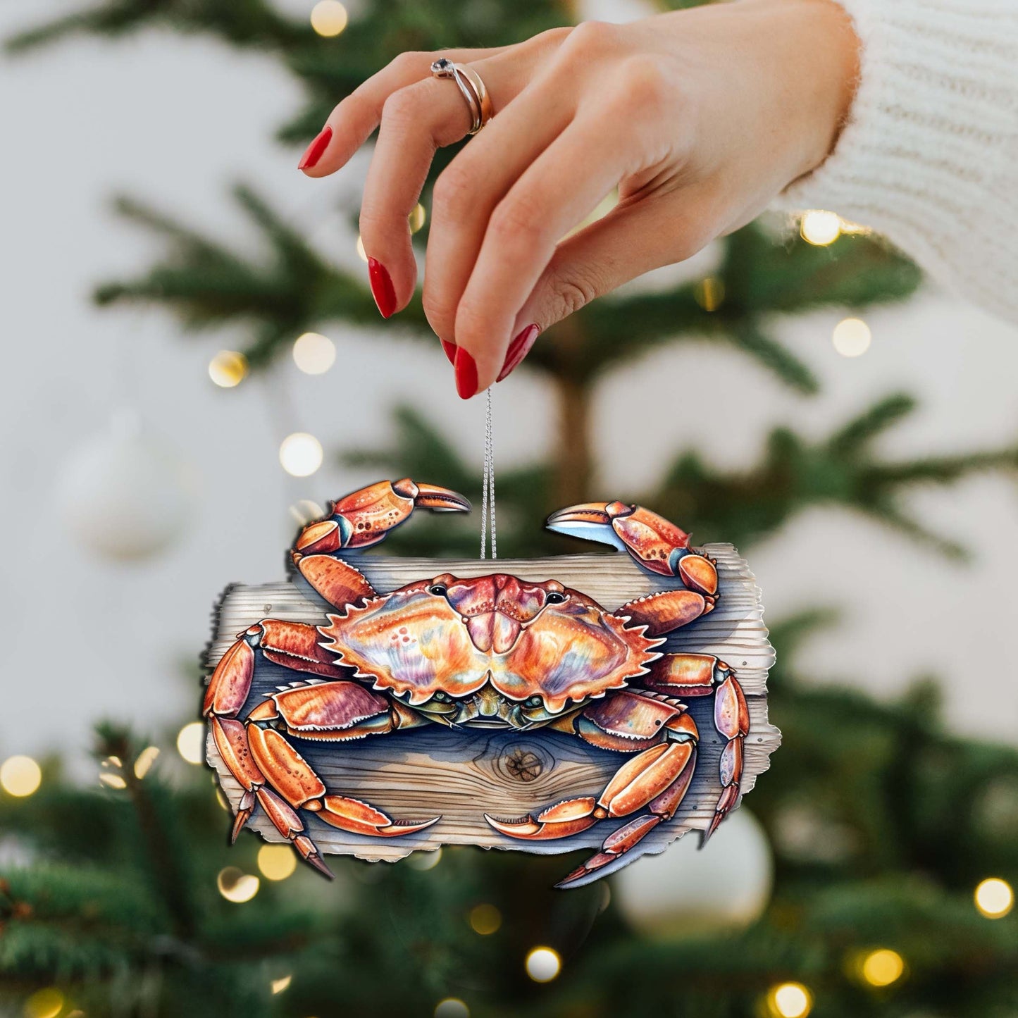 Alaskan Crab Wooden Ornaments by G.Debrekht - Wildlife Holiday Decor - 8710121-1