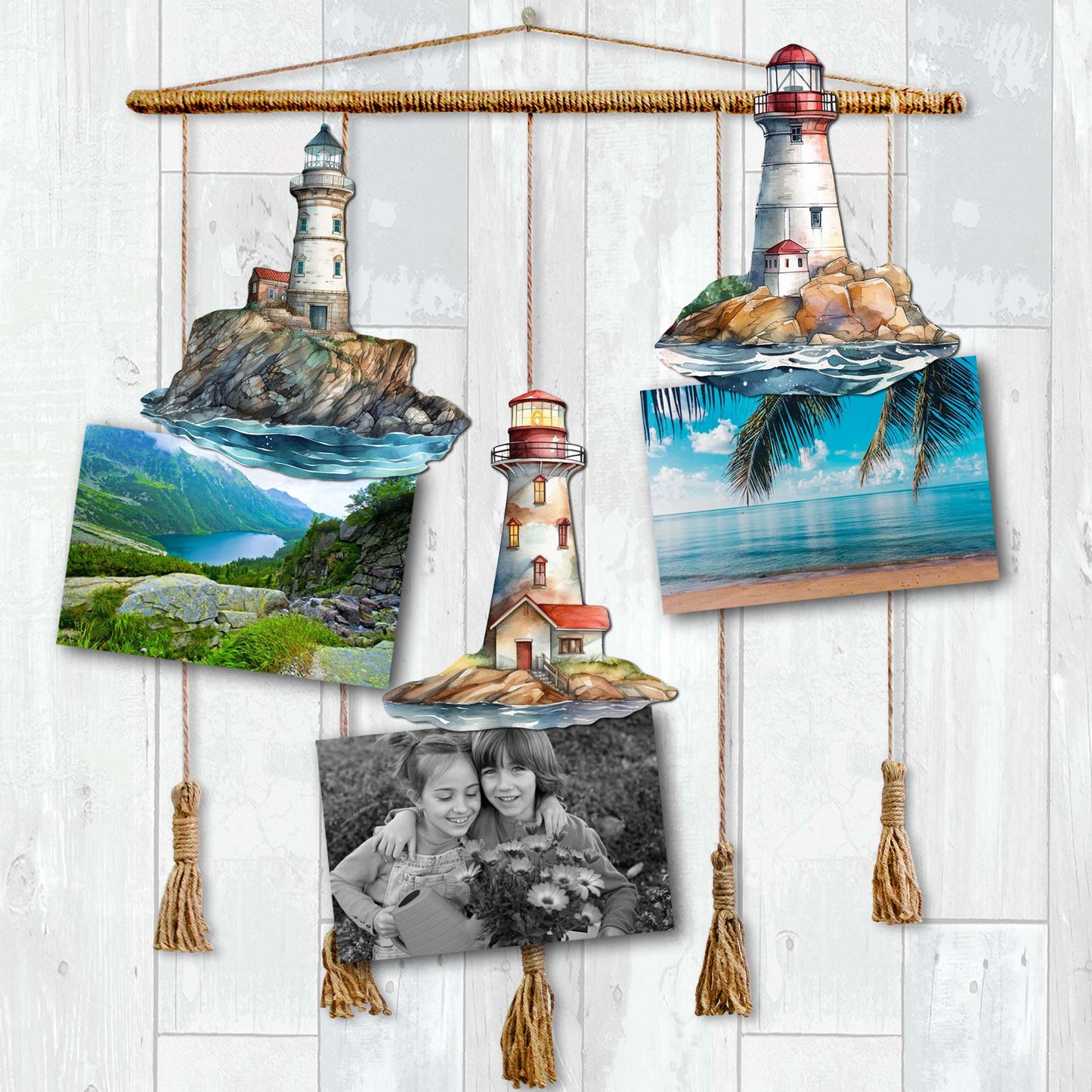 Lighthouse Decorative Wooden Clip-on Ornaments Set of 3 by G. Debrekht - Coastal Decor - 8091022C-S3