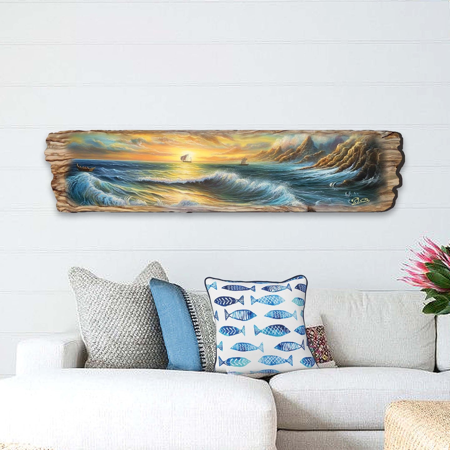 Wave Symphony Wooden Wall Art by G. DeBrekht Coastal Decor - 8491113W