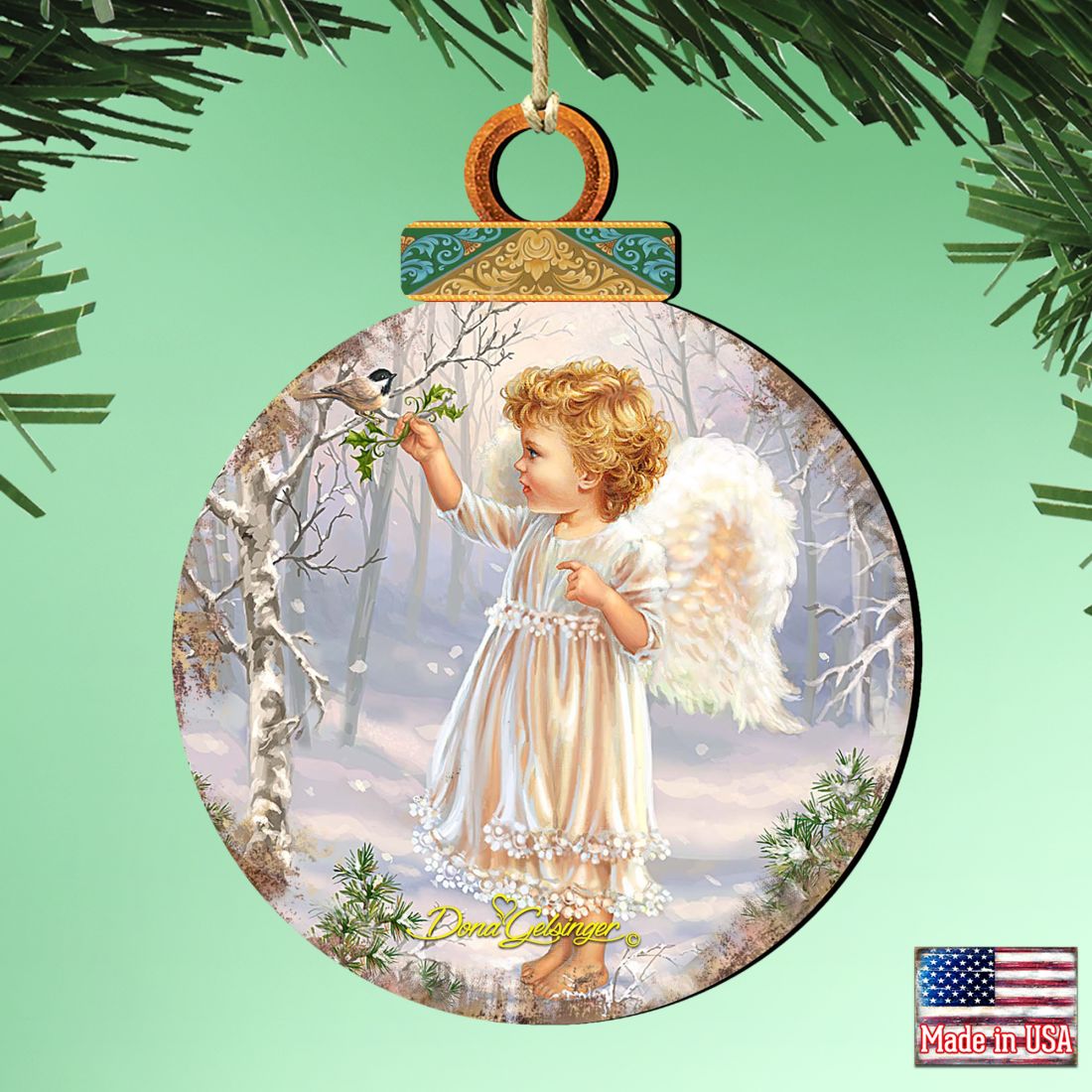 Woodland Angel Bird Wooden Ornaments by Gelsinger - Nativity Holiday Decor - 8021117-1427