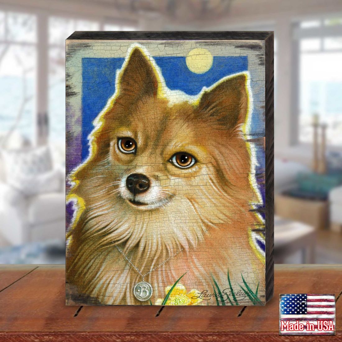 Buttercups Wooden Wall Art by Laura Seeley - Pets Dog and Cats Decor - 8511118B