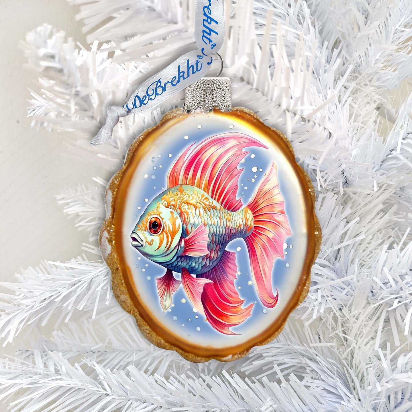 Coastal Decorations - Red Fins Fish Keepsake Glass Ornaments by G. Debrekht - Christmas Decor - 777408