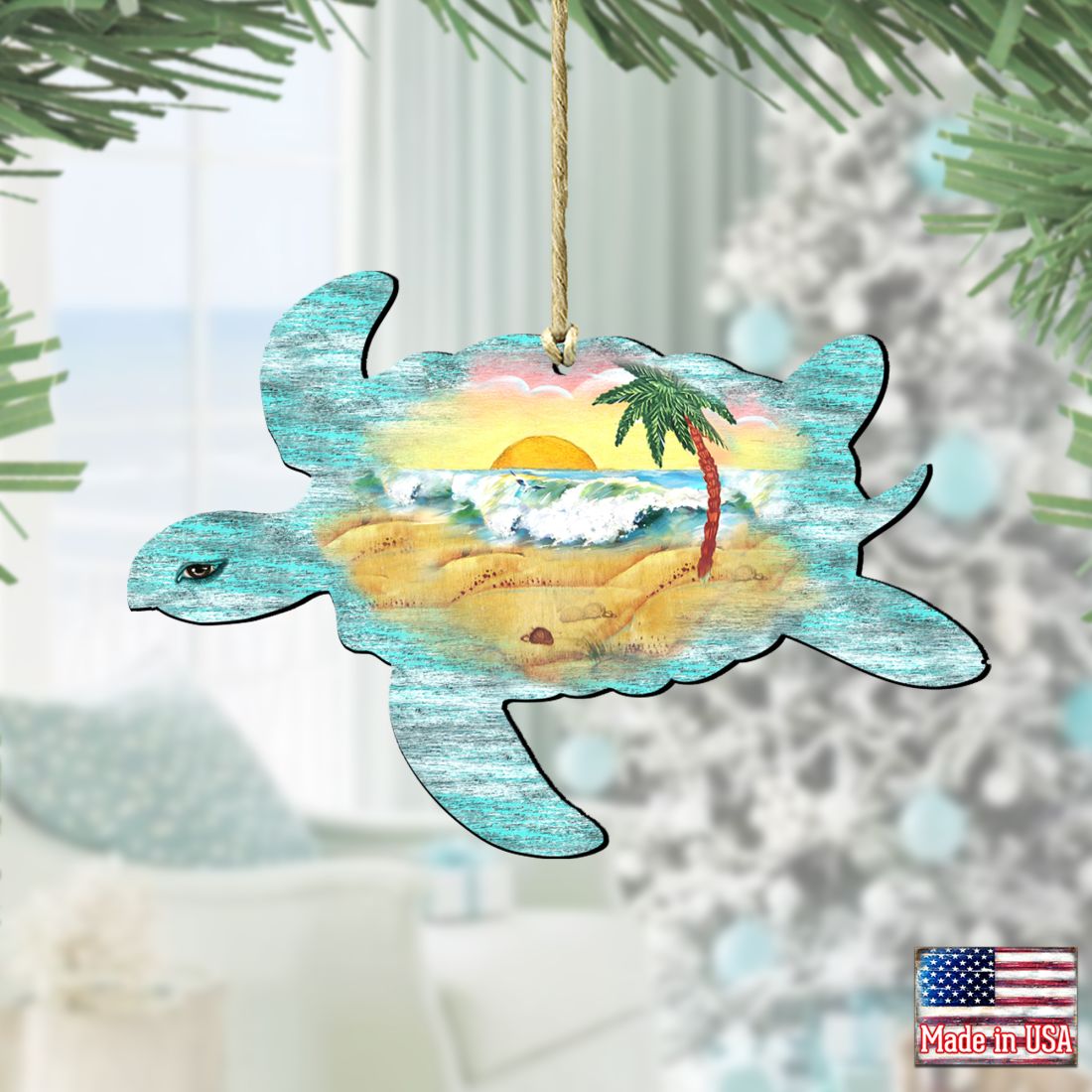Turtle Wooden Ornaments by G. DeBrekht - Coastal Holiday Decor - 8198518