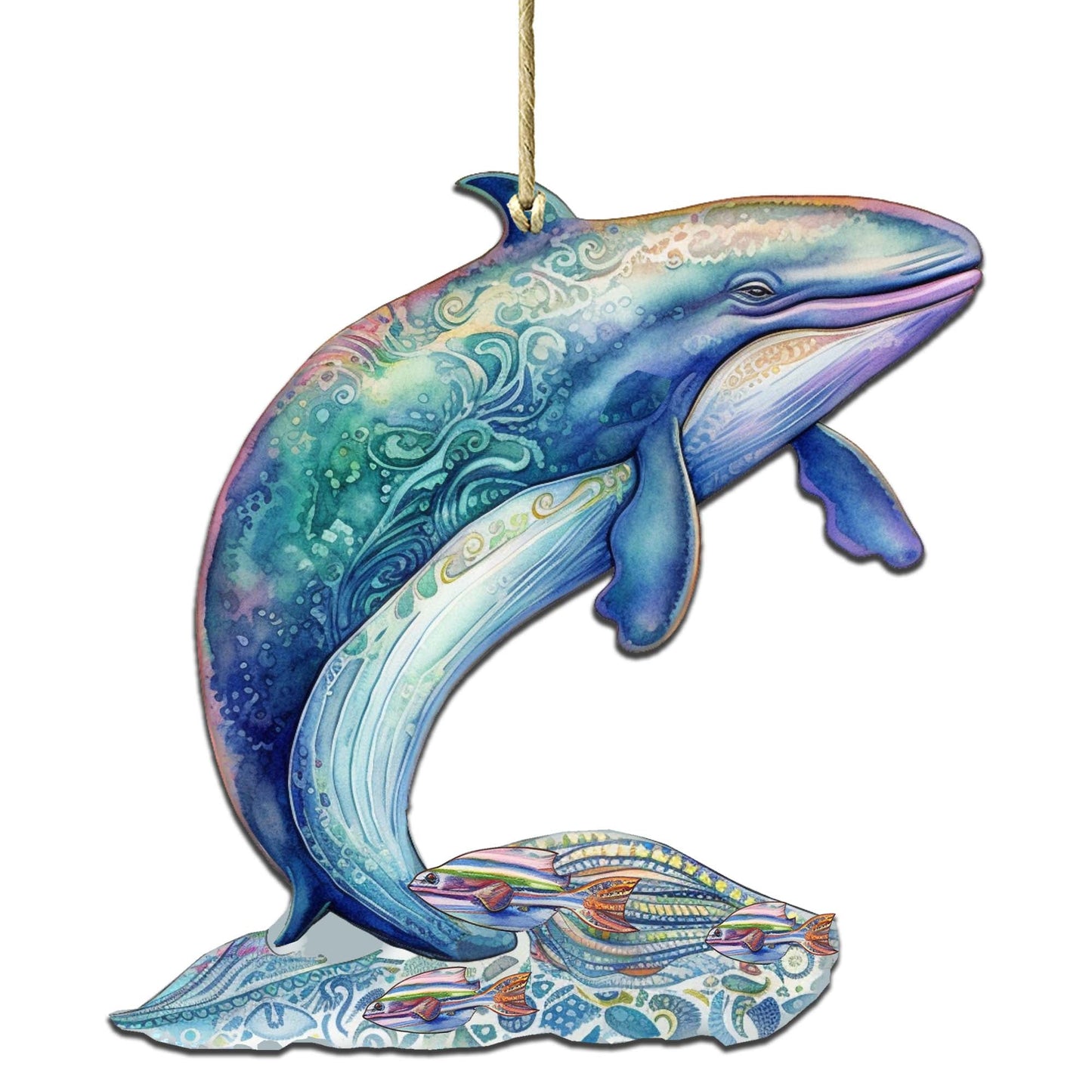 Alaskan Fairy Whale Wooden Ornaments by G.Debrekht - Wildlife Holiday Decor - 8710107-3