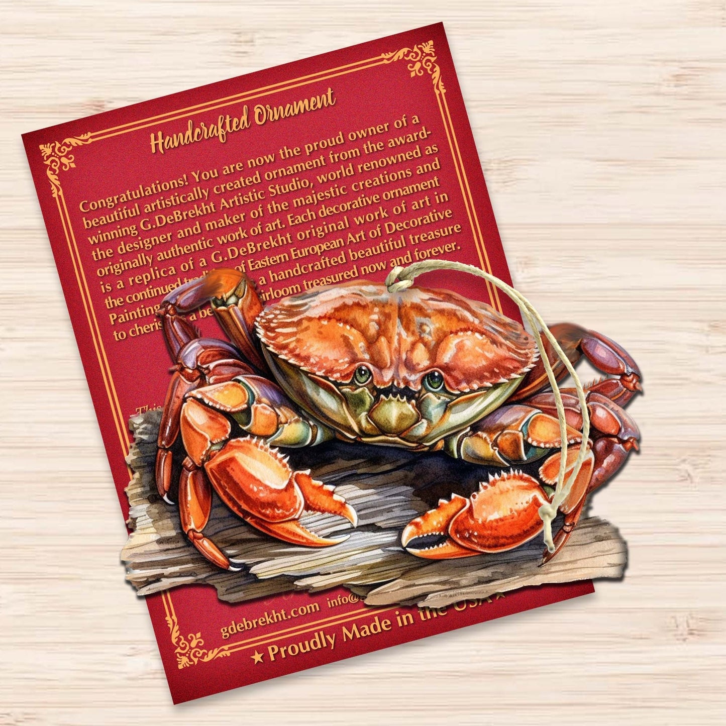 Alaskan Charming Crab Wooden Ornaments by G.Debrekht - Wildlife Holiday Decor - 8710121-2