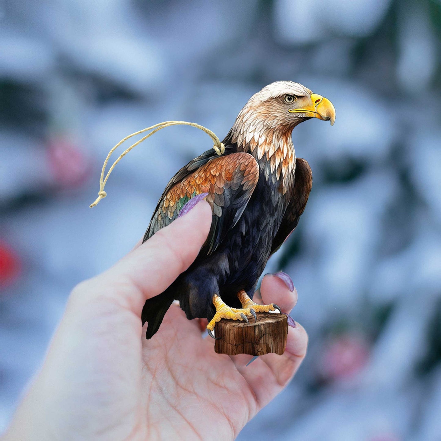 Alaskan Eagles Wooden Ornaments Set of 3 by G. Debrekht - Wildlife Holiday Decor - 8091321S4