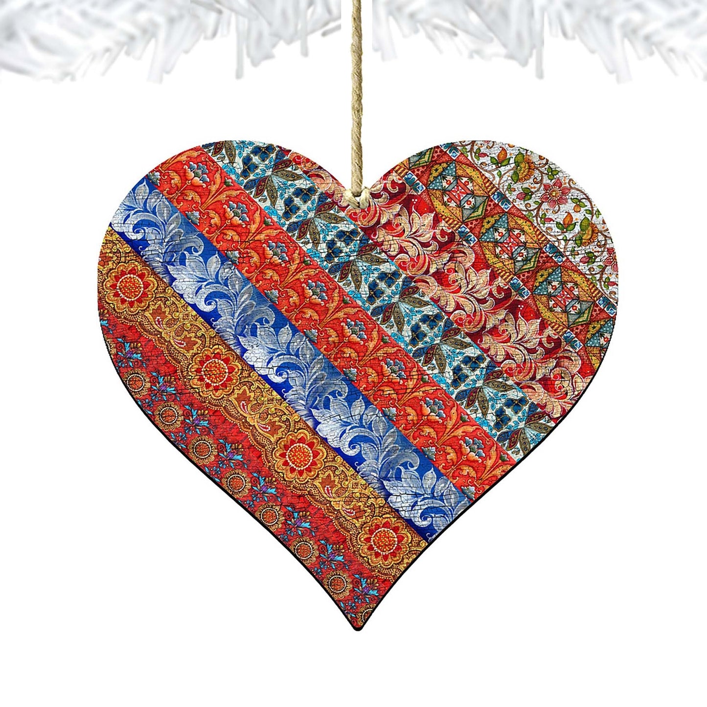 Quilted Heart Wooden Ornaments Valentine by G. DeBrekht - Love Family Kids Decor - 8198736