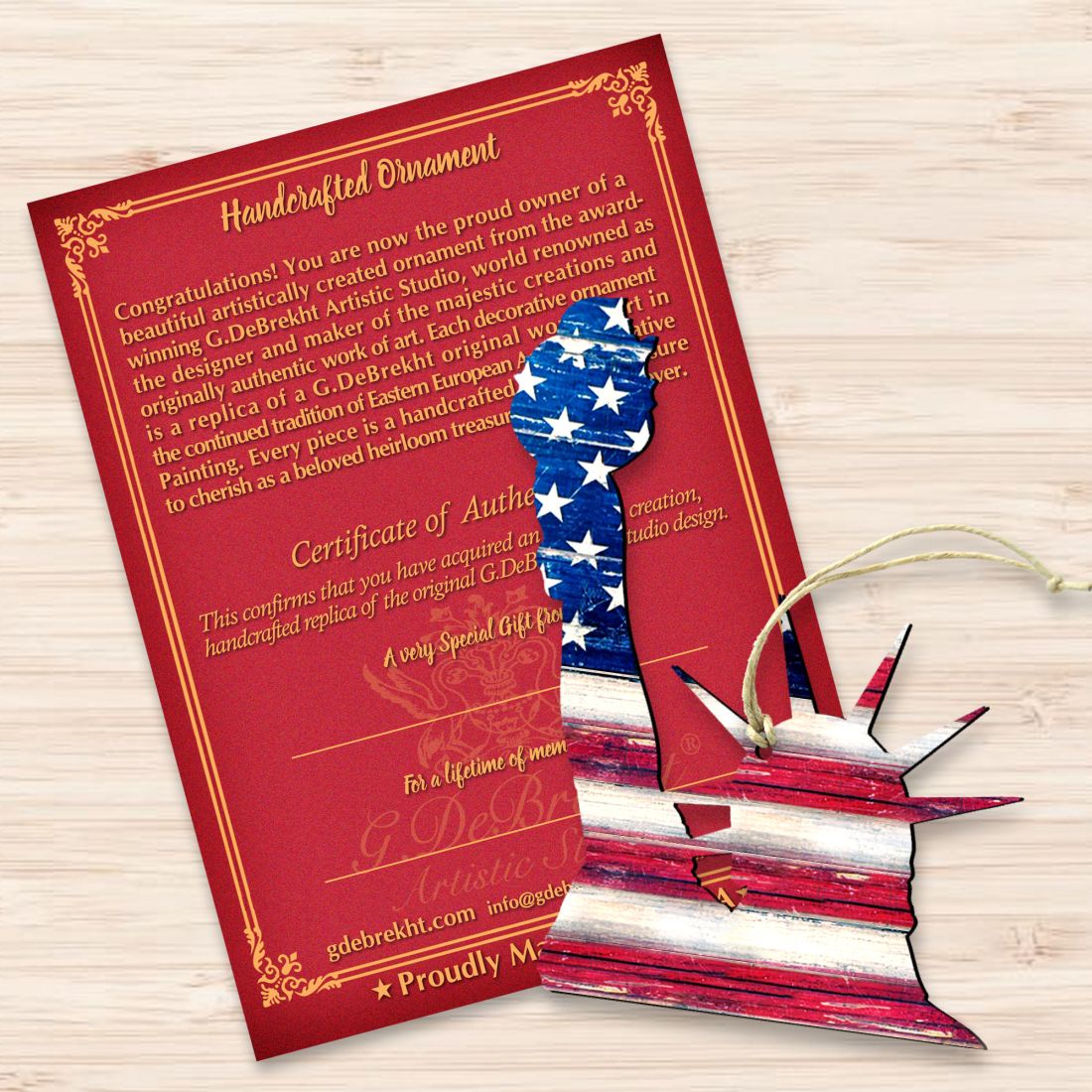 Statue of Liberty Rustic Wooden Ornaments - American Patriotic Decor - 8198918