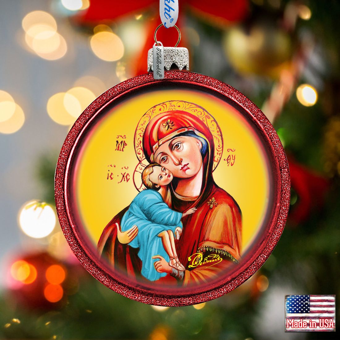 Mary And Joseph Glass Ornament by G. DeBrekht - Nativity Holiday Decor - 764-002