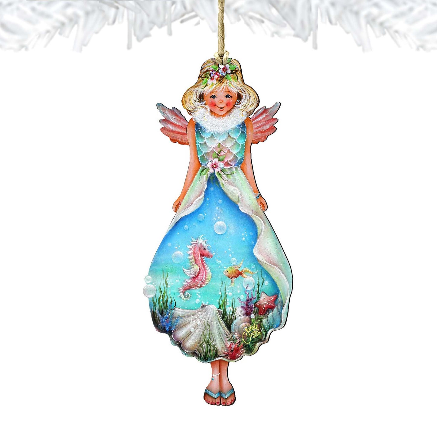 Coastal Fairy Wooden Ornaments by Jamie Mills-Price - Coastal Holiday Decor - 8457901