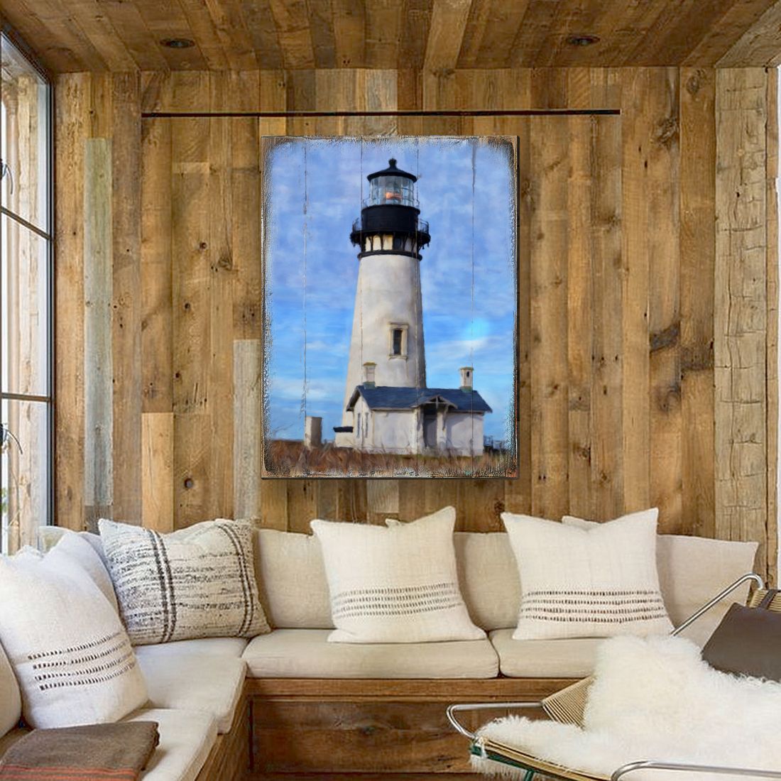 Lighthouse Wooden Coastal Wall Art by Nature Wonders - Coastal Sea-Life Decor - 95368B