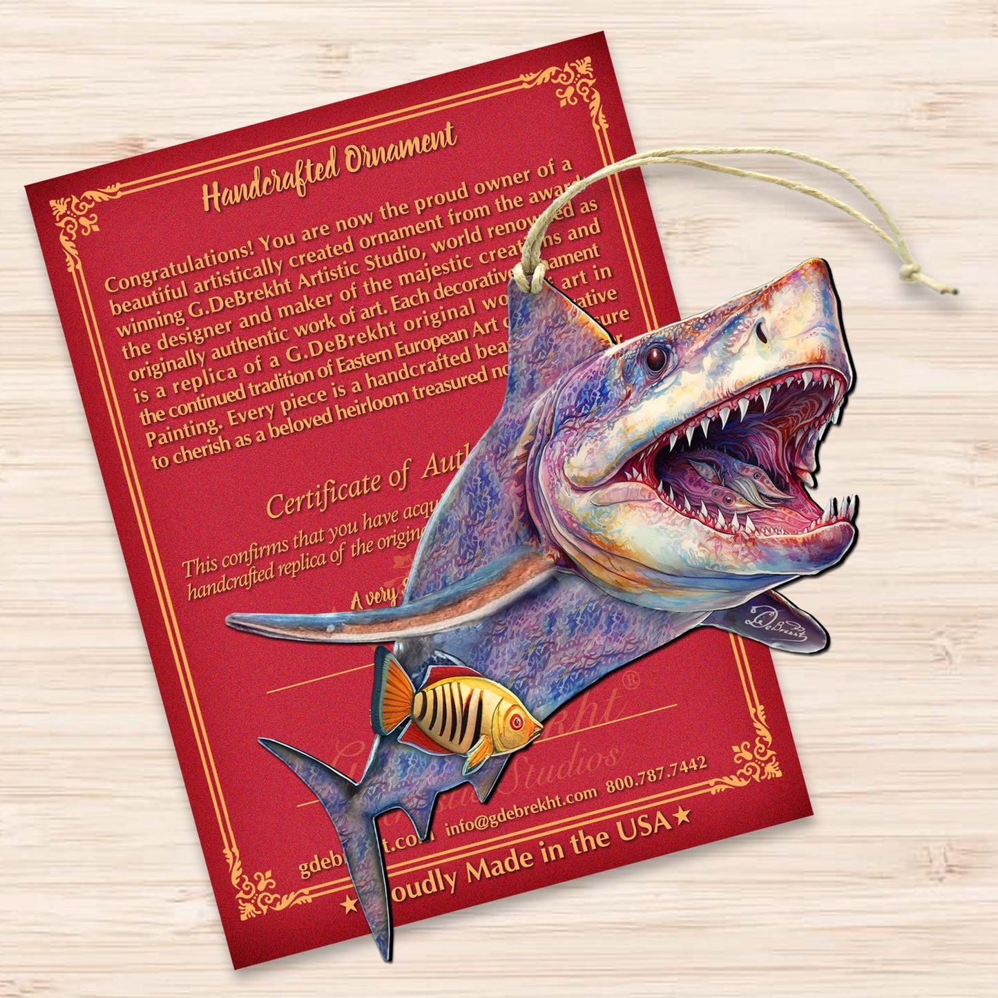 Coastal Christmas Decor - Shark Wooden Ornaments by G.Debrekht Coastal Holiday Decor - 8688201