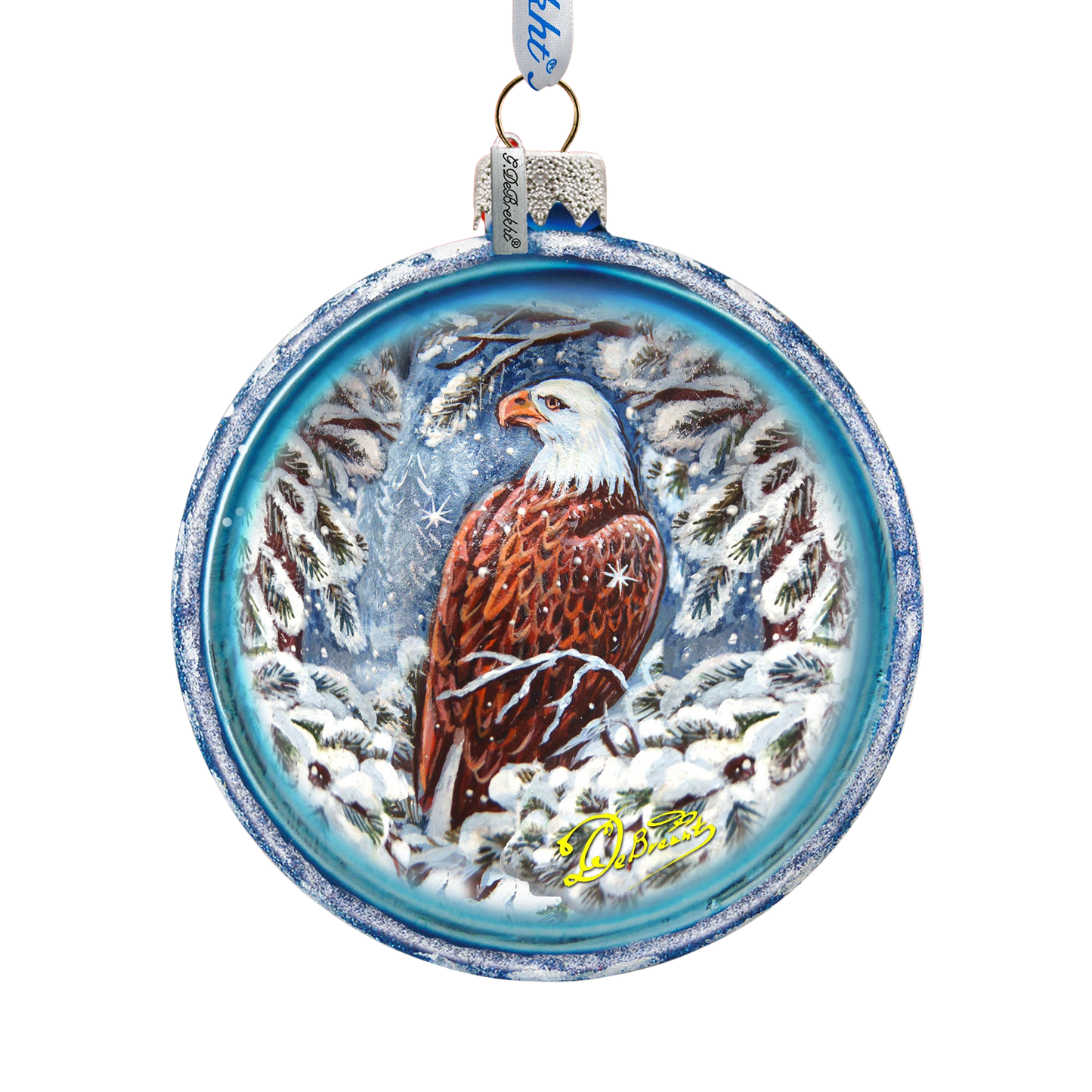 Eagle Cut Ball Glass Ornament by G. DeBrekht - Wildlife Holiday Decor - 764-121