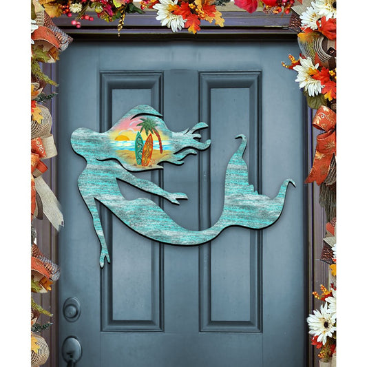 Mermaid Coastal Door Decor by G. DeBrekht - Coastal Holiday Decor - 8198514H