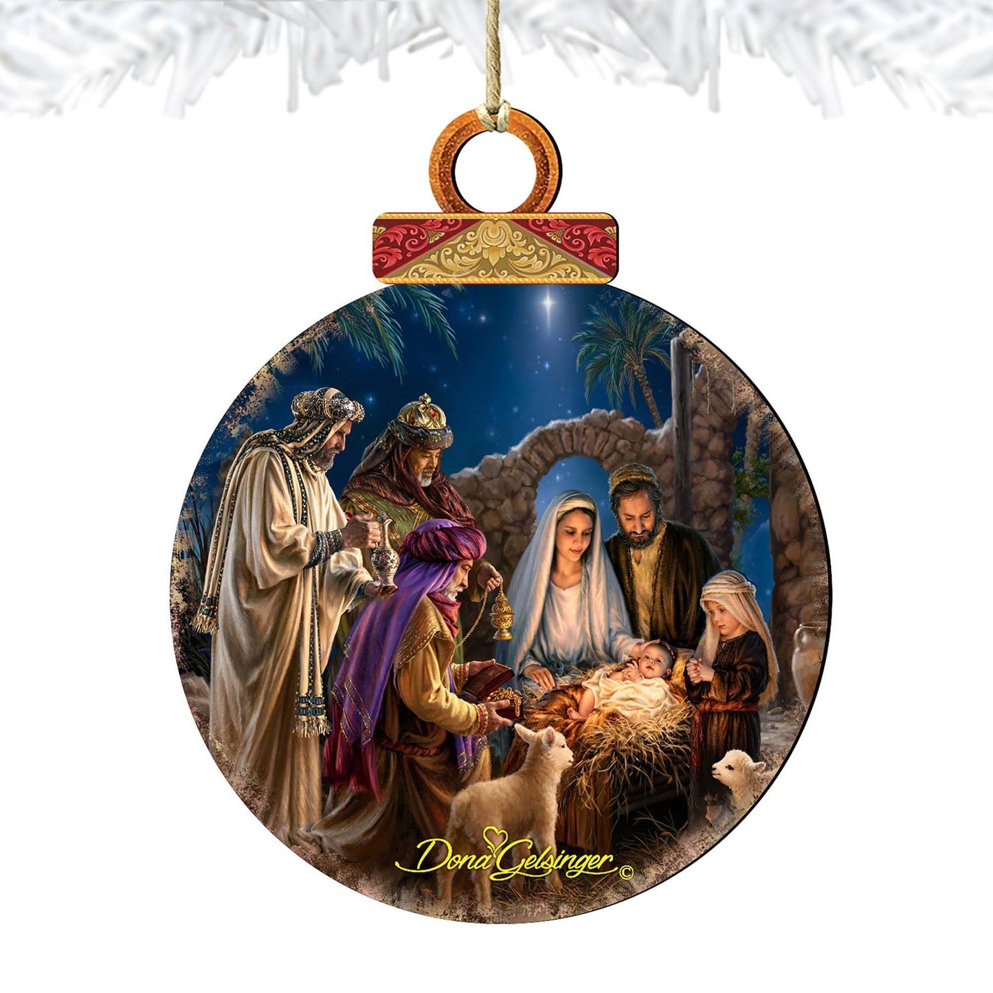 Miracle Nativity Wooden Ornaments by Gelsinger - Nativity Holiday Decor - 8021042-1201