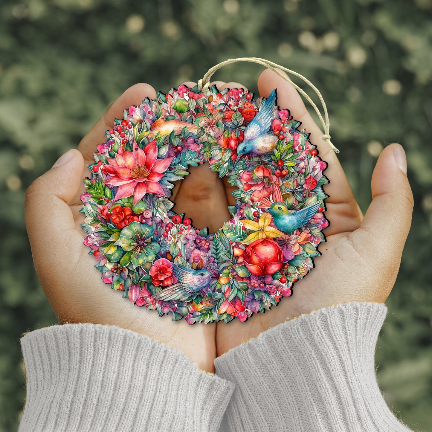 Summer Blooms Wreath Wooden Ornaments by G. Debrekht Christmas Decor - 8611072