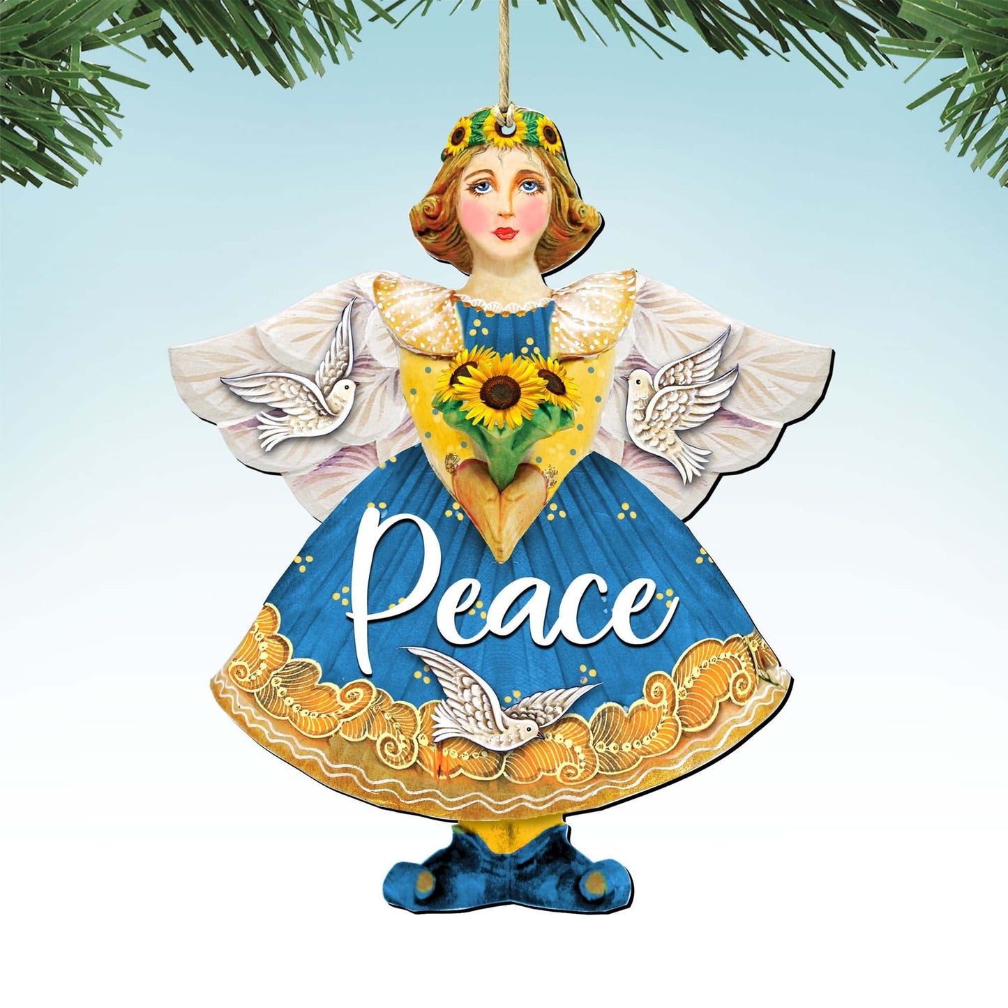 Peace to Ukraine Wooden Ornaments by G. DeBrekht - International Decor - 8157616-3