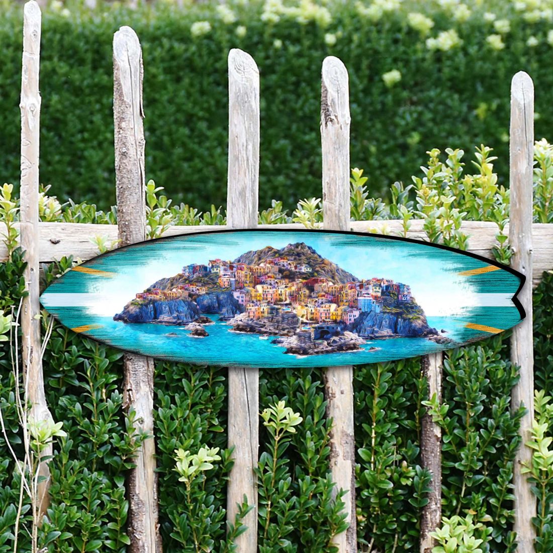 Island Surfboard Coastal Outdoor Decor Large Ornament by G. DeBrekht - Coastal Holiday Decor - 8490101MS