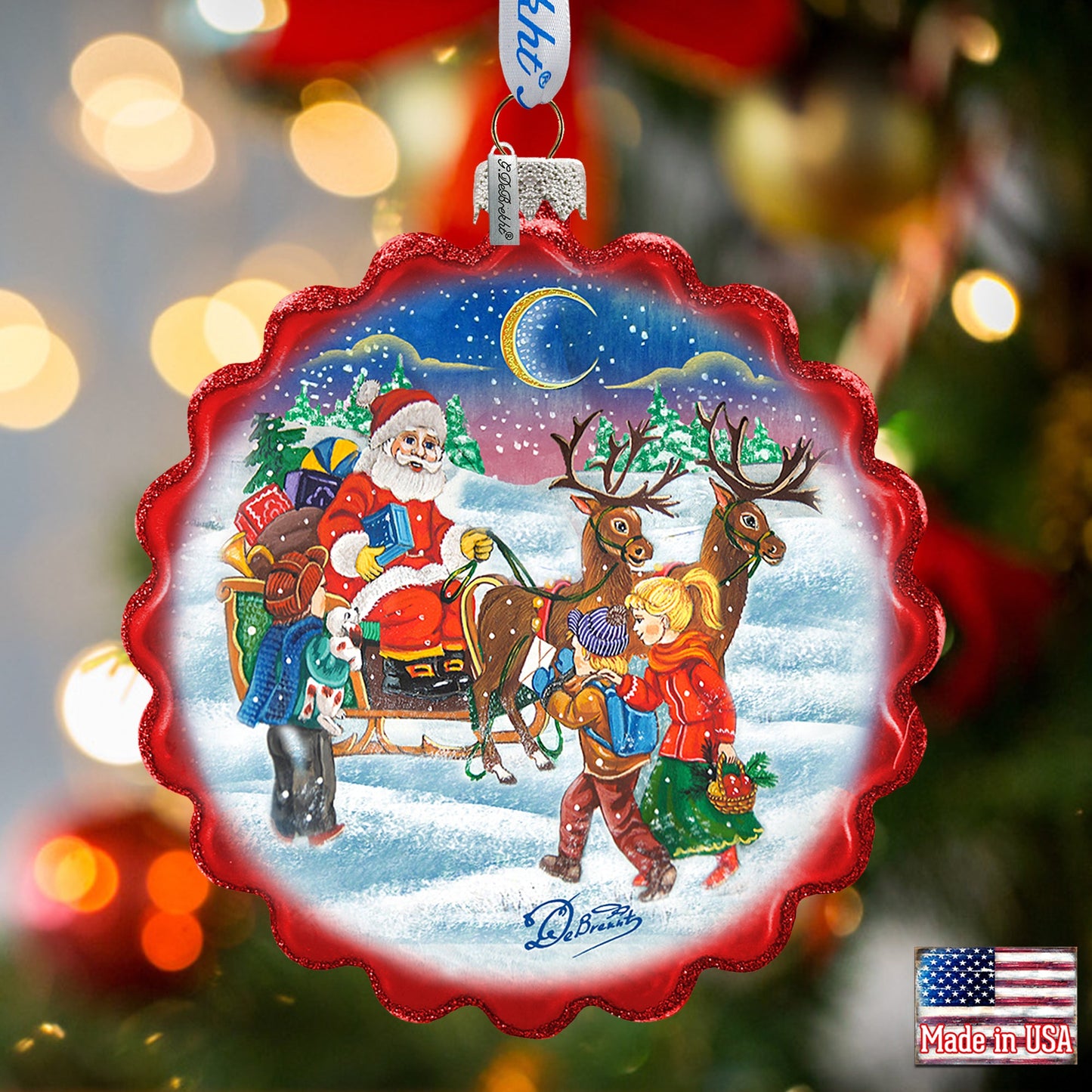 Happy Holidays to All Wreath Glass Ornament by G. DeBrekht - Christmas Décor - 759-044