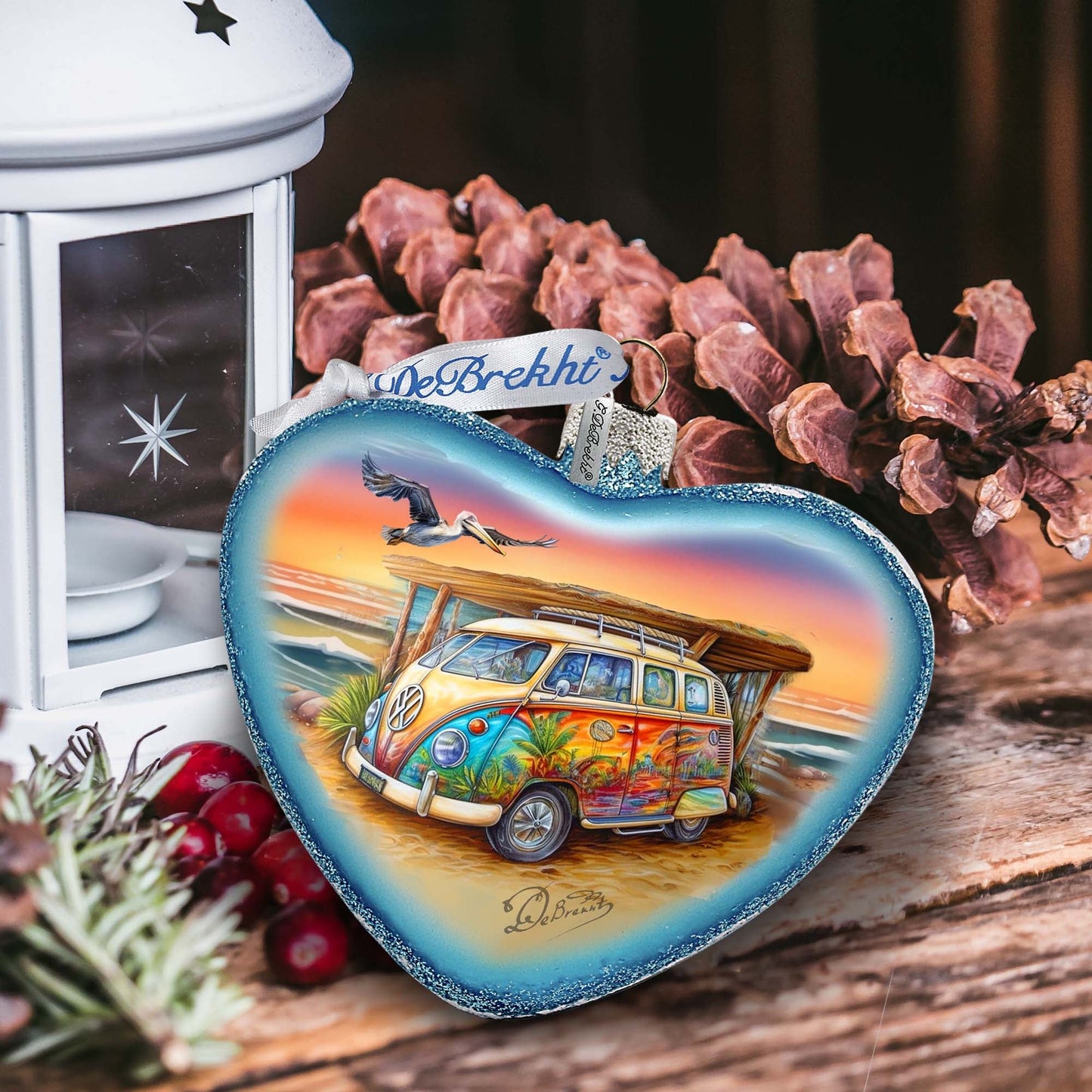 Coastal Truck Heart Glass Ornament by G. Debrekht - Christmas Decor - 753-091