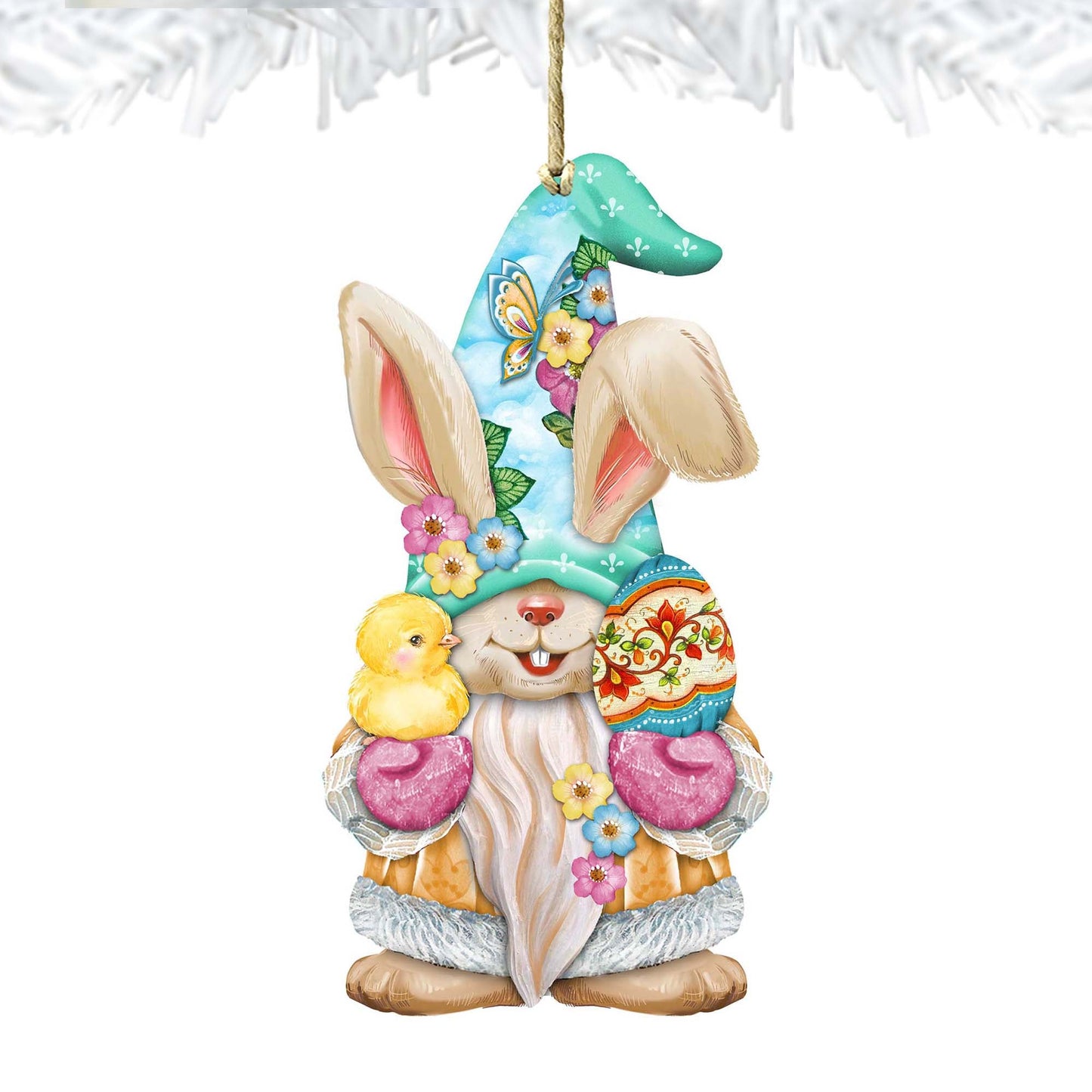 Easter Egg and Chick Gnome Wooden Ornaments by G.DeBrekht - Easter Spring Decor - 8611017-S2