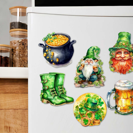 St. Patrick's Day Decorative Wooden Magnets Set of 6 by G. Debrekht - St. Patrick's Day Decor - 8090058G-S6