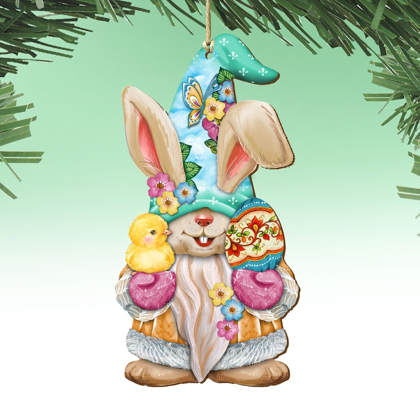 Easter Egg and Chick Gnome Wooden Ornaments by G.DeBrekht - Easter Spring Decor - 8611017-S2