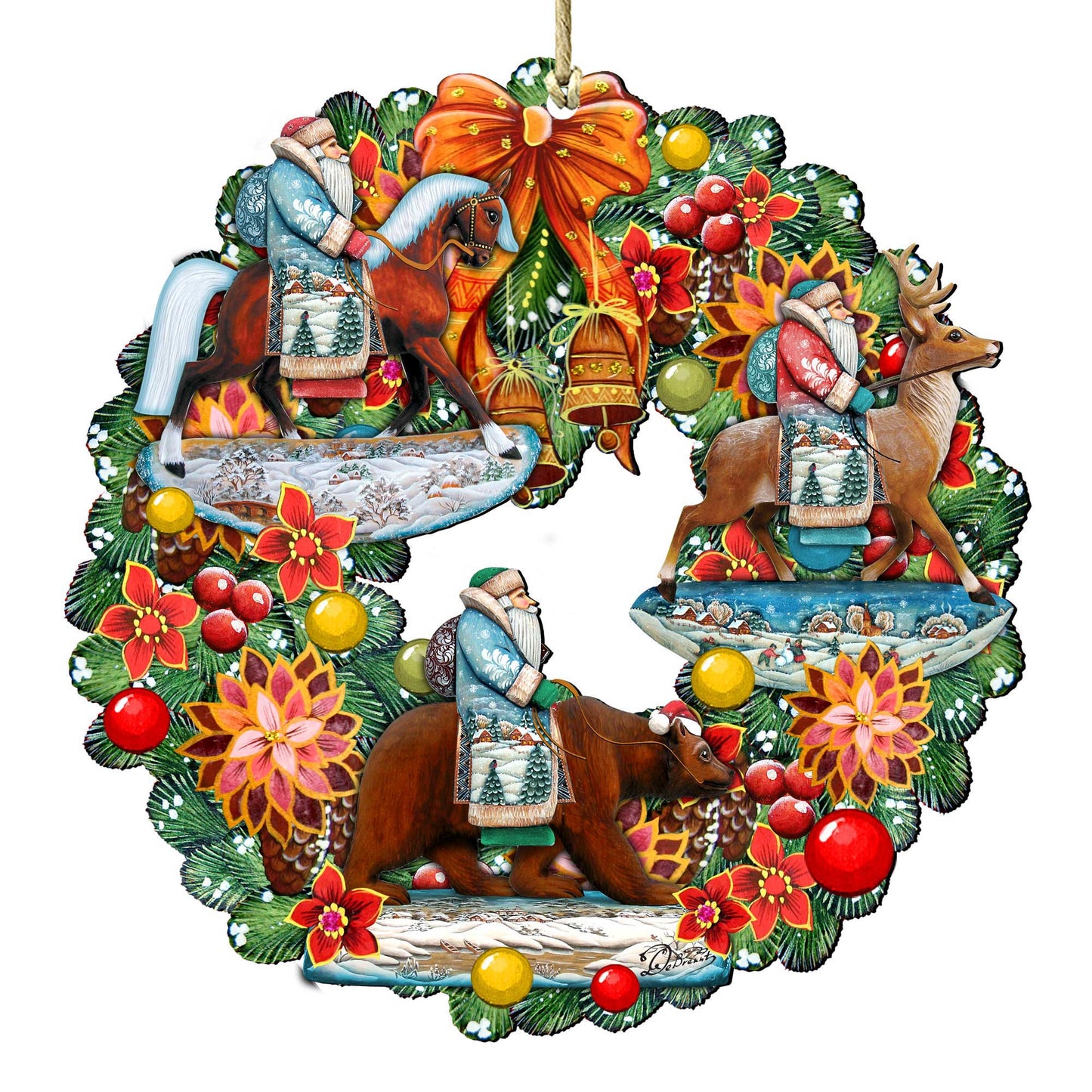 Traveling Santa Holiday Door Wreath by G. DeBrekht - Christmas Decor - 8185307-2H