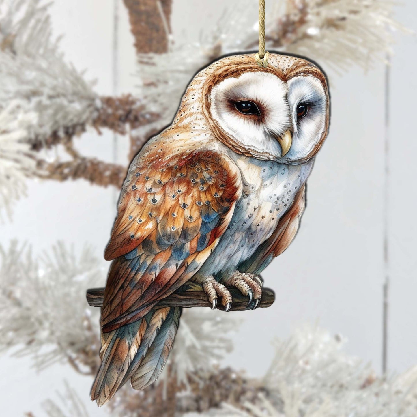 Alaskan Short-eared Owl Wooden Ornaments by G.Debrekht - Wildlife Holiday Decor - 8710004-4