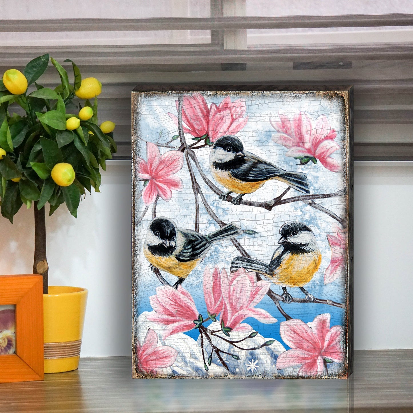 Goldfinches Wooden Wall Art by Nature Wonders - 95220-2B